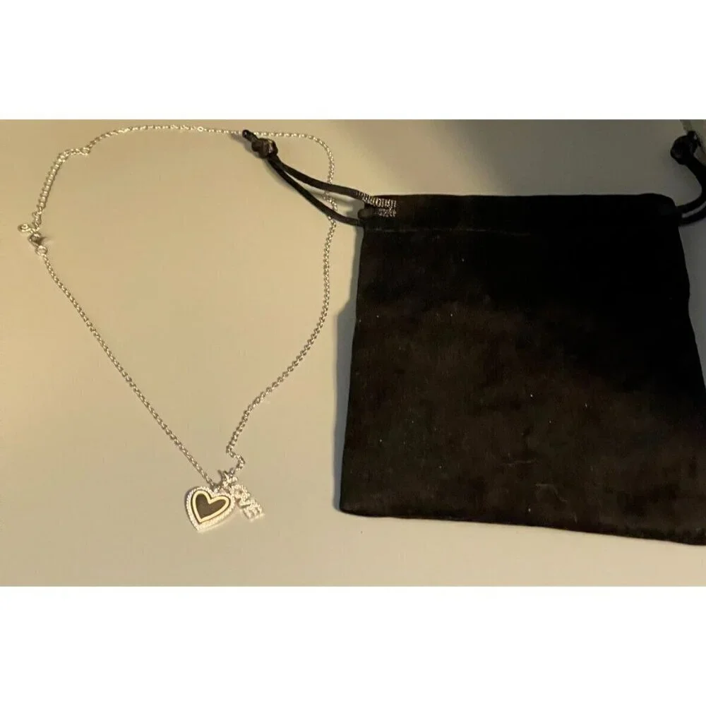 Lesa Michele Sterling Silver CZ Surrounding Heart & Love CZ Pendant Necklace